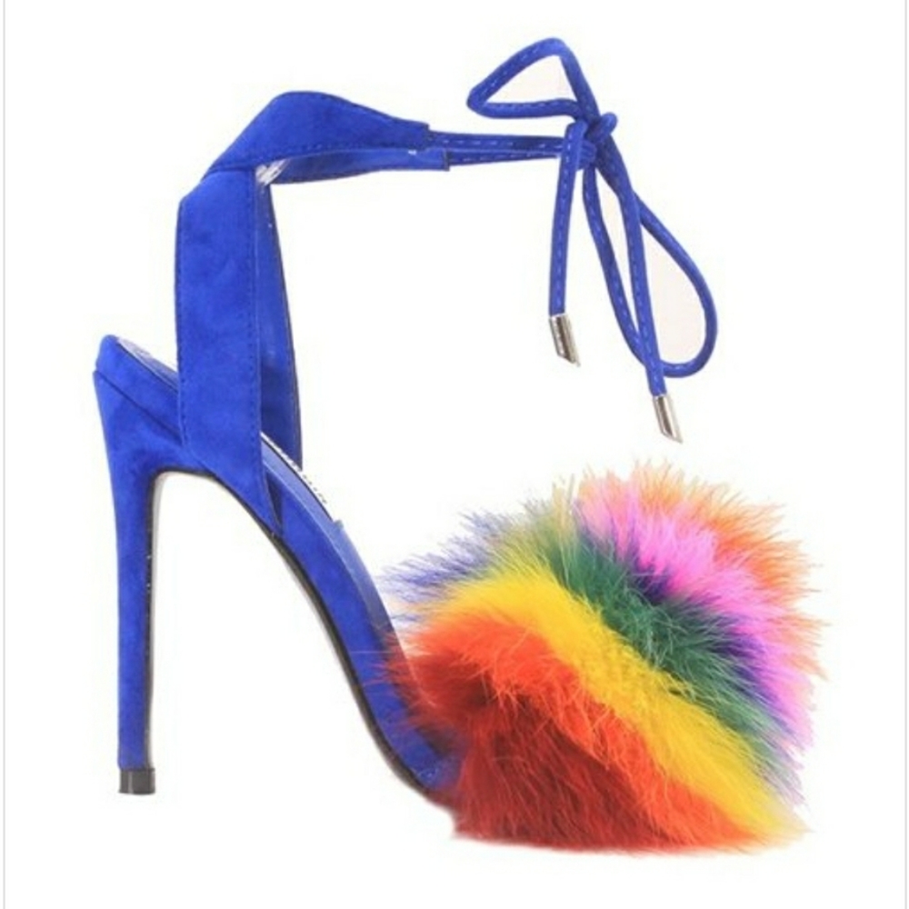 Lace Up High Heel With Faux Fur Decor
